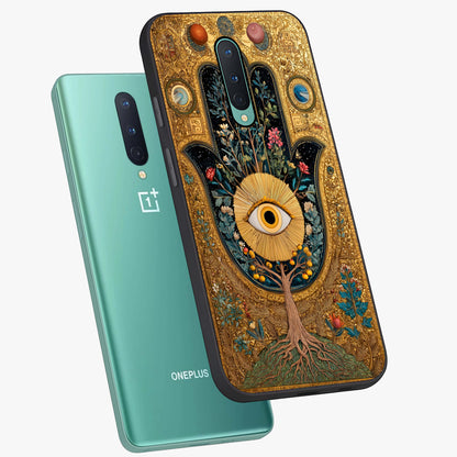 Ethereal Evil Eye Glass Case displayed in angled mockup highlighting protective evil eye symbol with spiritual aesthetic design.