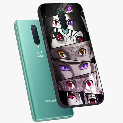 Eyes of Destiny Glass Case displayed in angled mockup highlighting bold eye illustration with mystical aesthetic style.