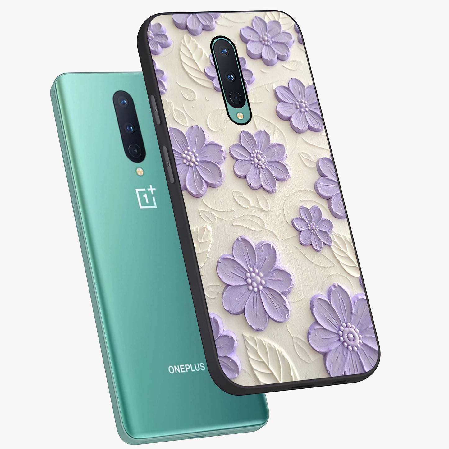 Floral Wall Art With Purple Flowers Glass Case displayed in angled mockup highlighting vibrant purple floral illustration with artistic aesthetic.