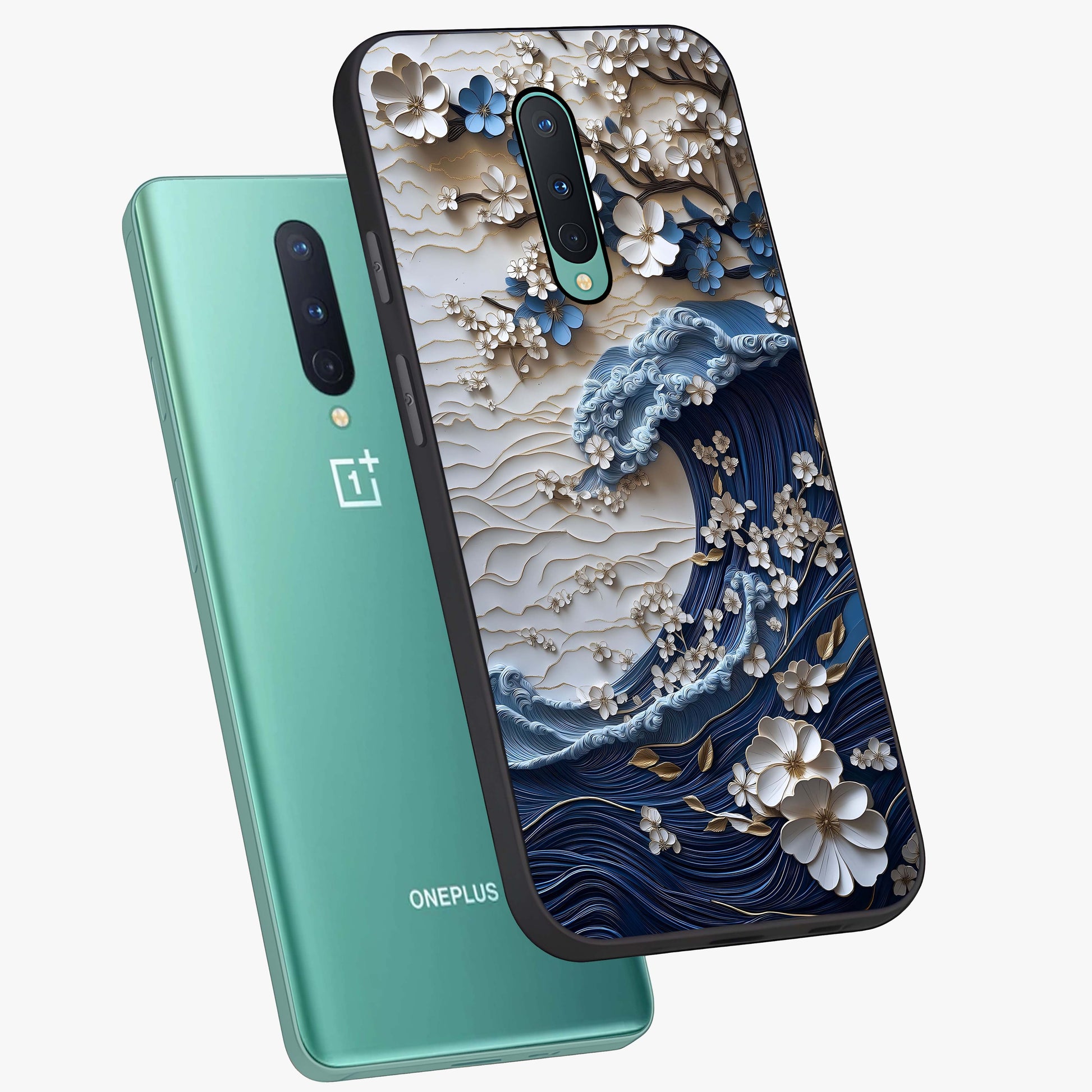 Floral Wave Origami Glass Case displayed in angled mockup highlighting geometric origami flower design with modern aesthetic style.