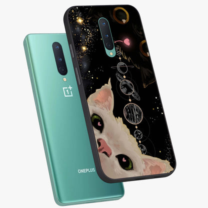 Galactic Cat Glass Case displayed in angled mockup highlighting celestial feline illustration with galaxy aesthetic style.