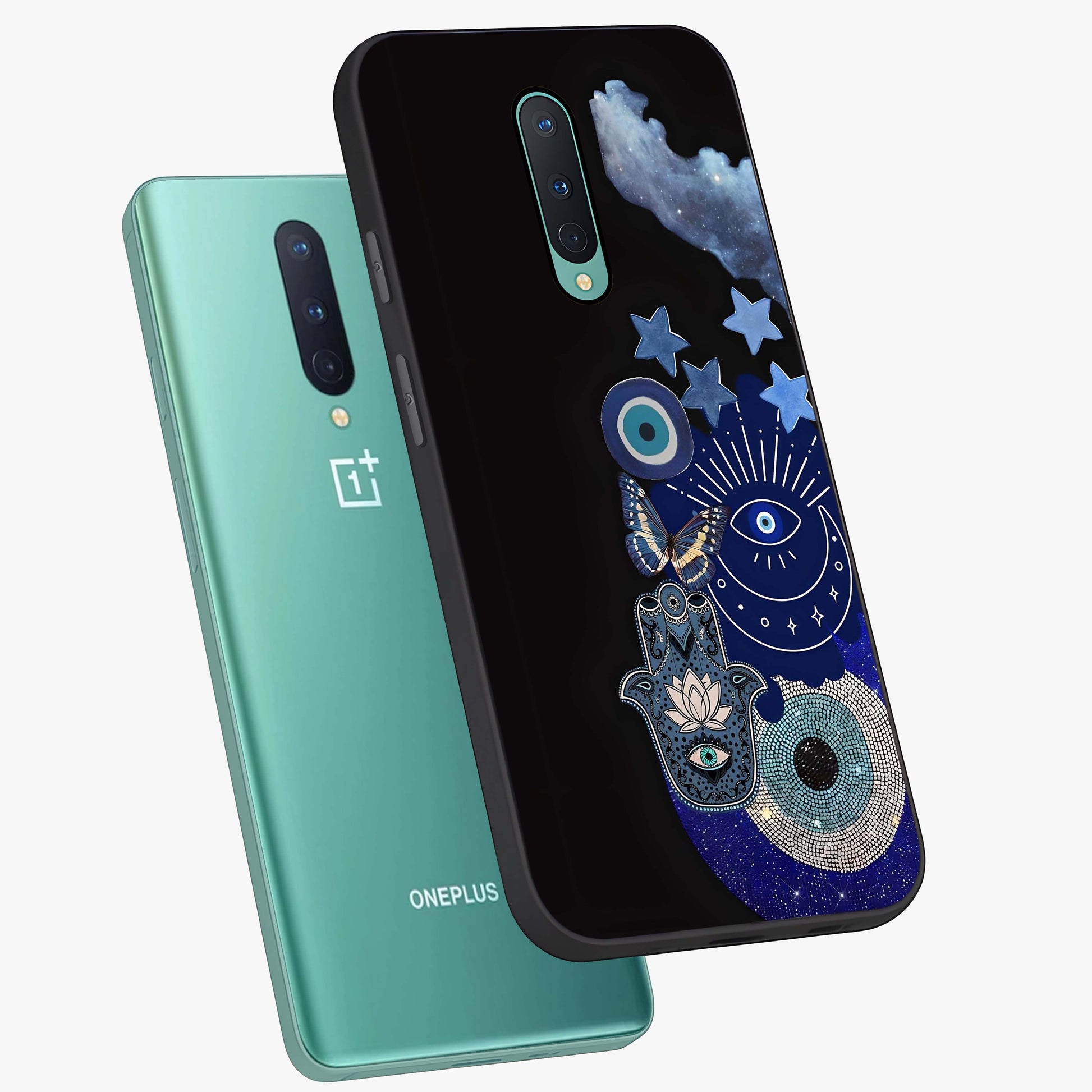 Galactic Charm Cluster Glass Case displayed in angled mockup highlighting luminous galaxy inspired design with dreamy aesthetic.