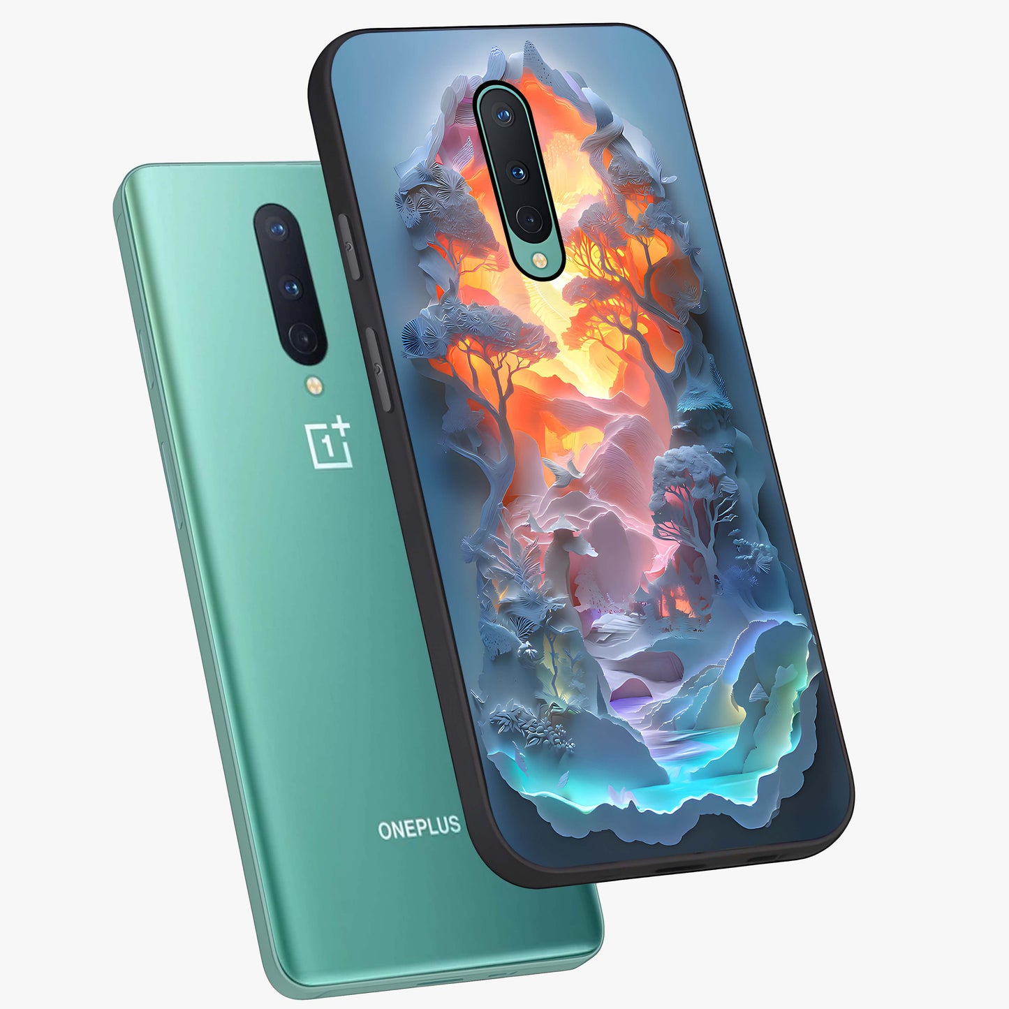 Glow Forest Portal Glass Case displayed in angled mockup highlighting mystical forest design with magical glowing aesthetic.