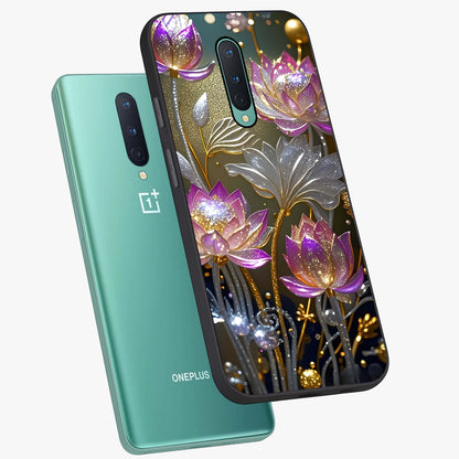 Golden Floral Majesty Glass Case displayed in angled mockup highlighting elegant flower design with royal golden aesthetic.