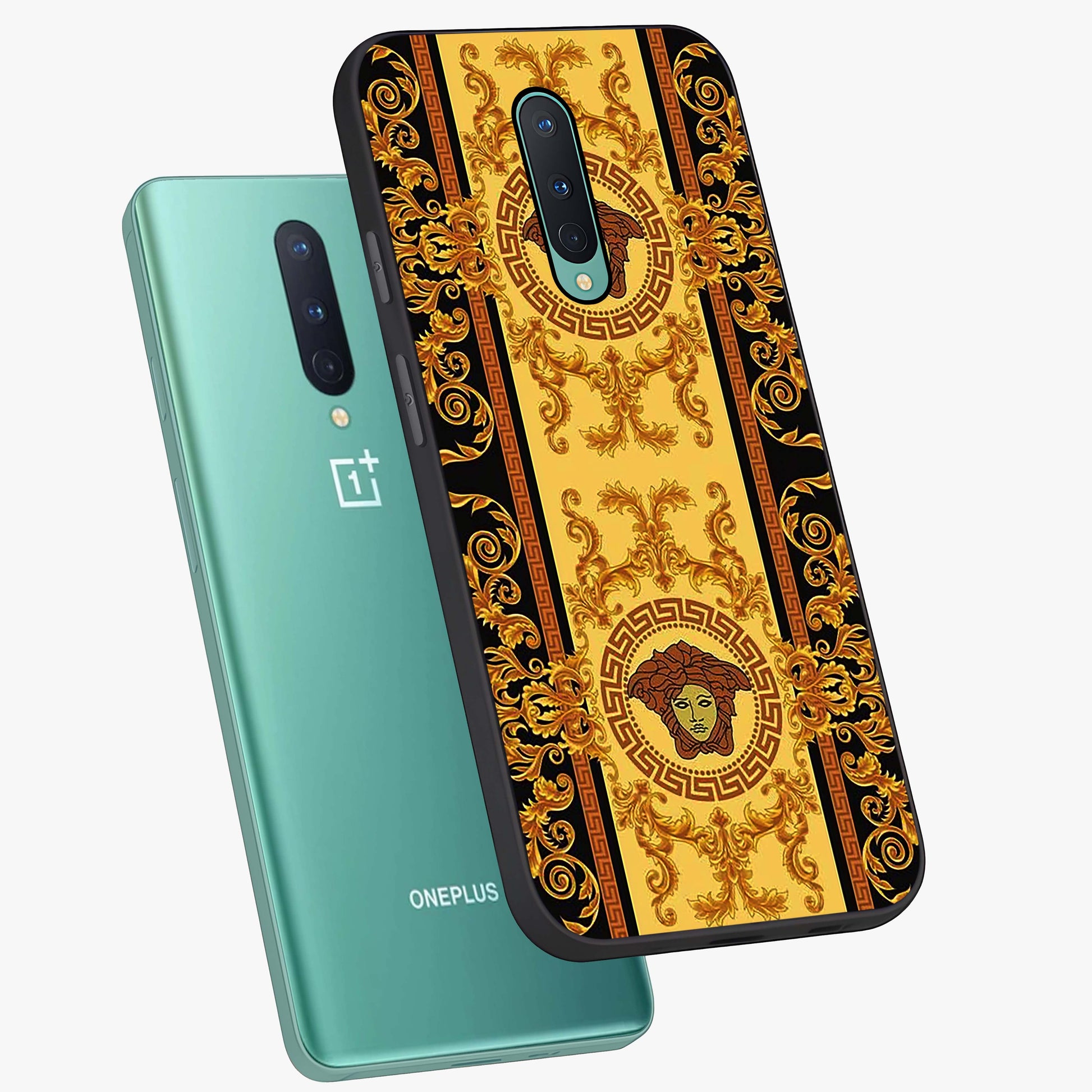 Golden Lotus Glow Glass Case displayed in angled mockup highlighting radiant lotus illustration with spiritual aesthetic.