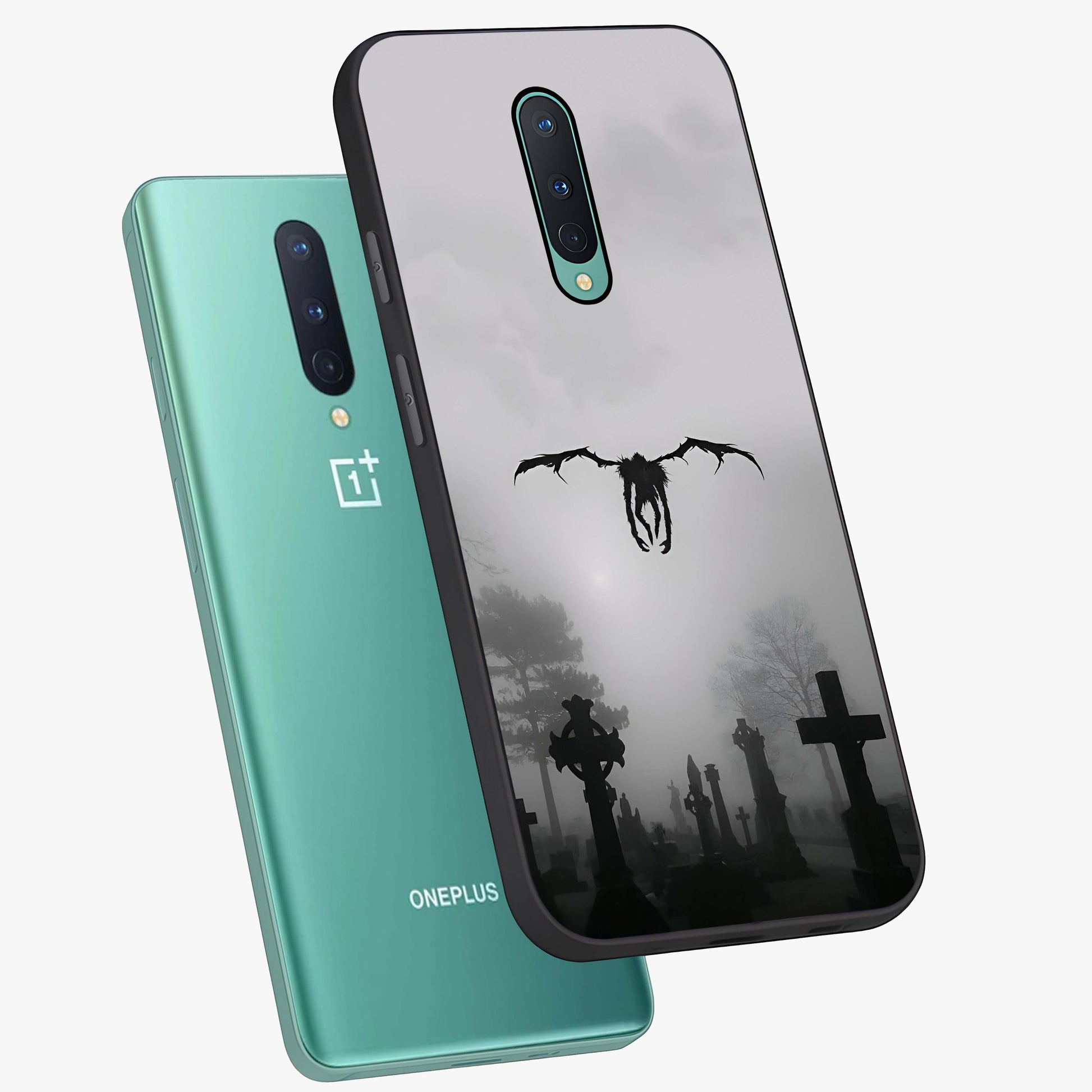 Graveyard Shadow Descent Glass Case displayed in angled mockup highlighting eerie shadow illustration with gothic aesthetic.