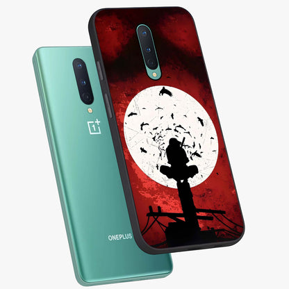 Itachi Limited Edition Naruto Anime Glass Case displayed in angled mockup highlighting dramatic anime illustration with bold action aesthetic.