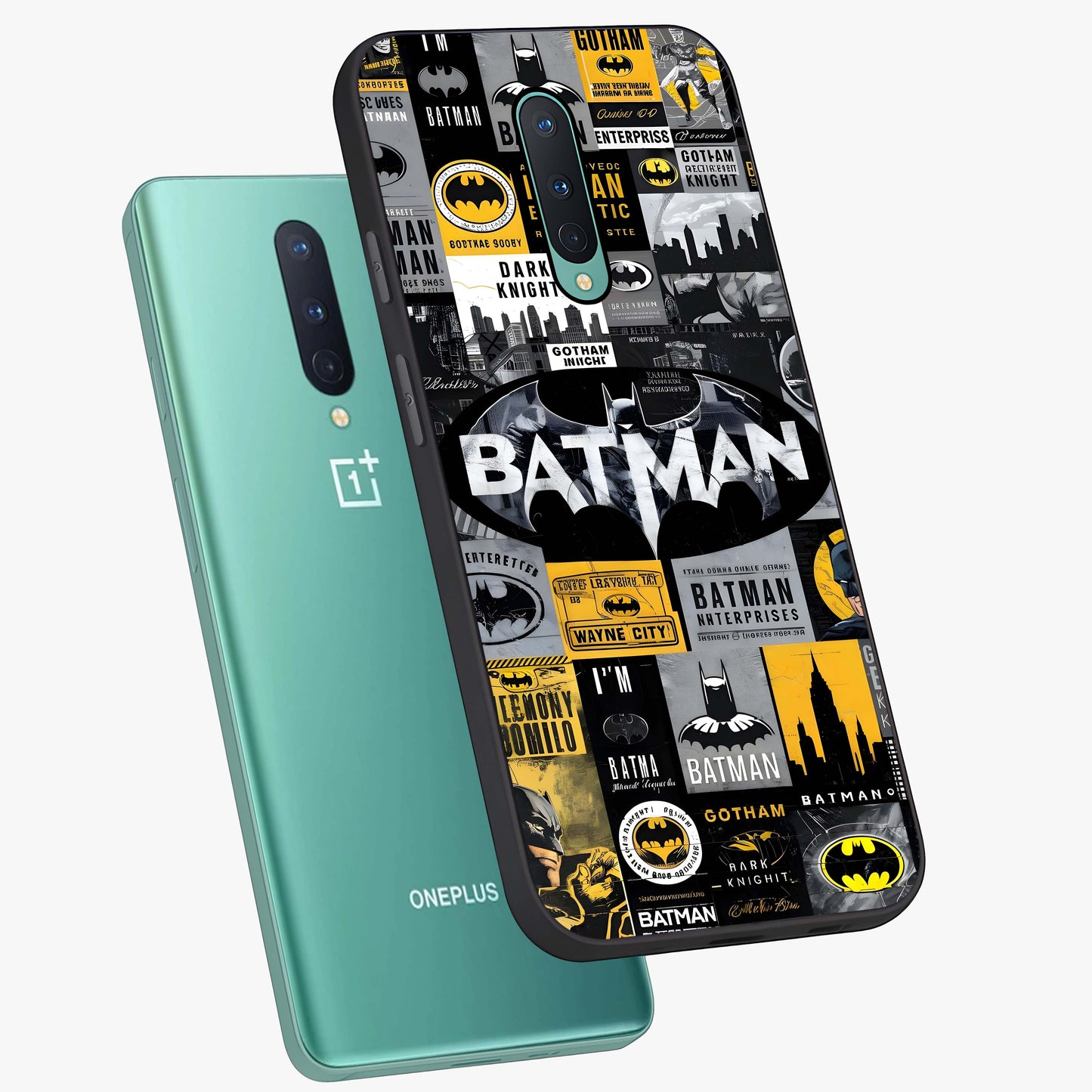 Knight Gotham Rise Glass Case displayed in angled mockup highlighting powerful knight silhouette design with dramatic aesthetic.