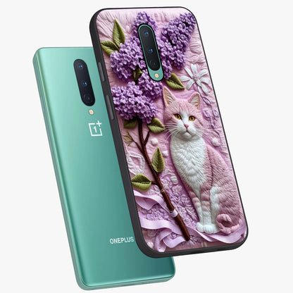 Lavender Cat Whimsy Glass Case displayed in angled mockup highlighting playful feline illustration with pastel lavender aesthetic.