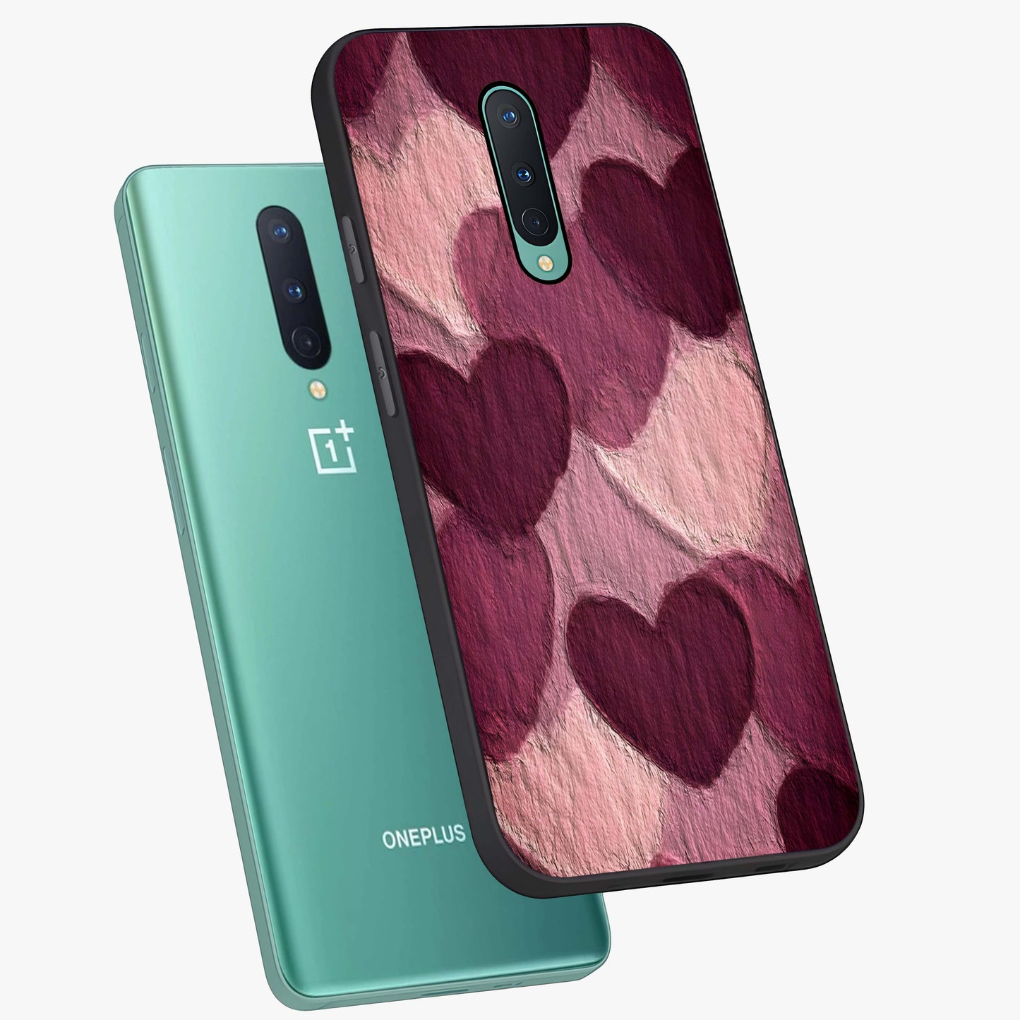 Layered Paper Hearts Glass Case displayed in angled mockup highlighting creative paper craft heart design with romantic aesthetic.