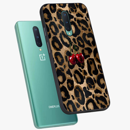 Leopard Wild Cherry Glass Case displayed in angled mockup highlighting bold animal print design with playful cherry aesthetic.