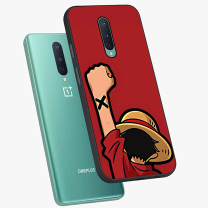 Luffy X Spirit Glass Case displayed in angled mockup highlighting powerful anime design with energetic action aesthetic.