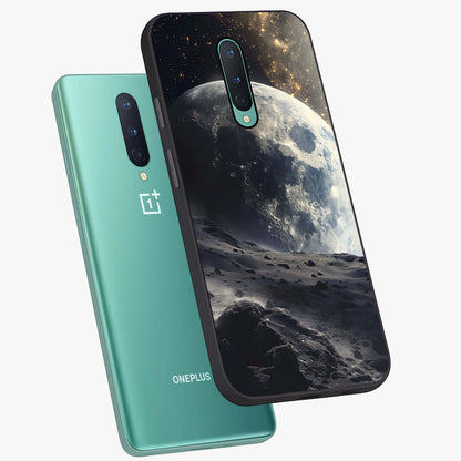 Lunar Horizon Glow Glass Case displayed in angled mockup highlighting celestial moon design with dreamy night aesthetic.