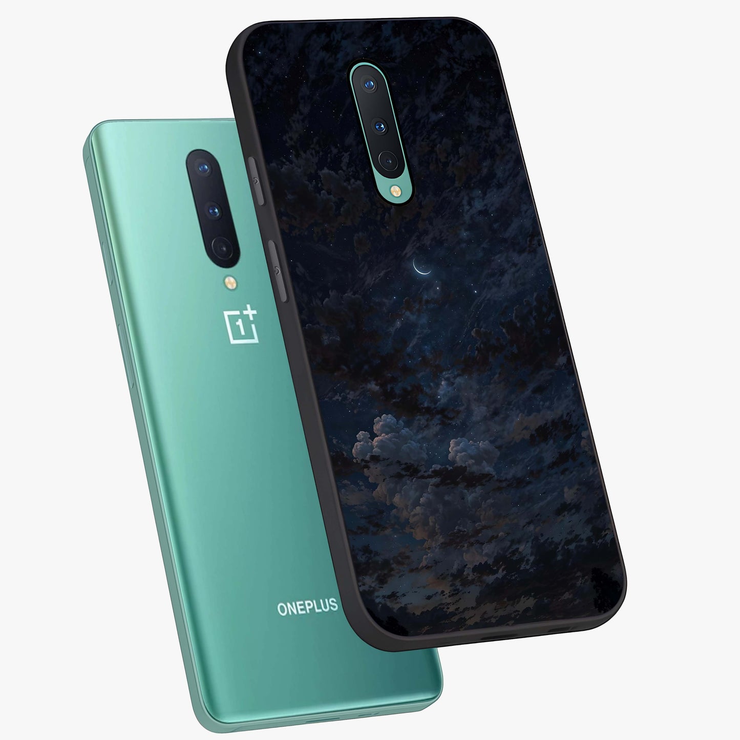 Lunar Veil Silence Glass Case displayed in angled mockup highlighting soft lunar design with peaceful celestial aesthetic.