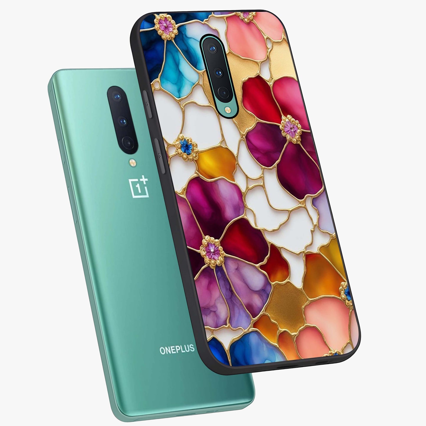 Marble Flower Pattern Glass Case displayed in angled mockup highlighting elegant marble floral design with modern aesthetic.