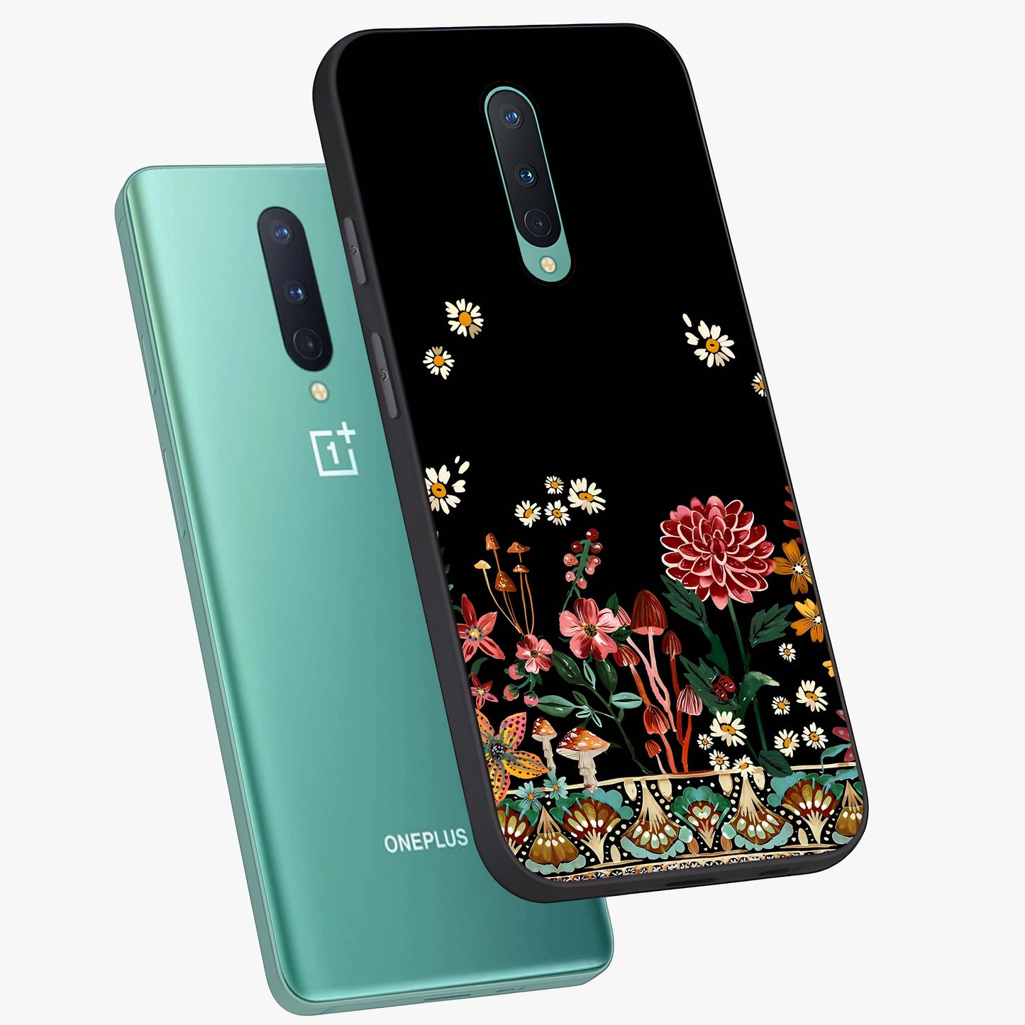 Midnight Bloom Pattern Glass Case displayed in angled mockup highlighting elegant flower design with midnight aesthetic style.