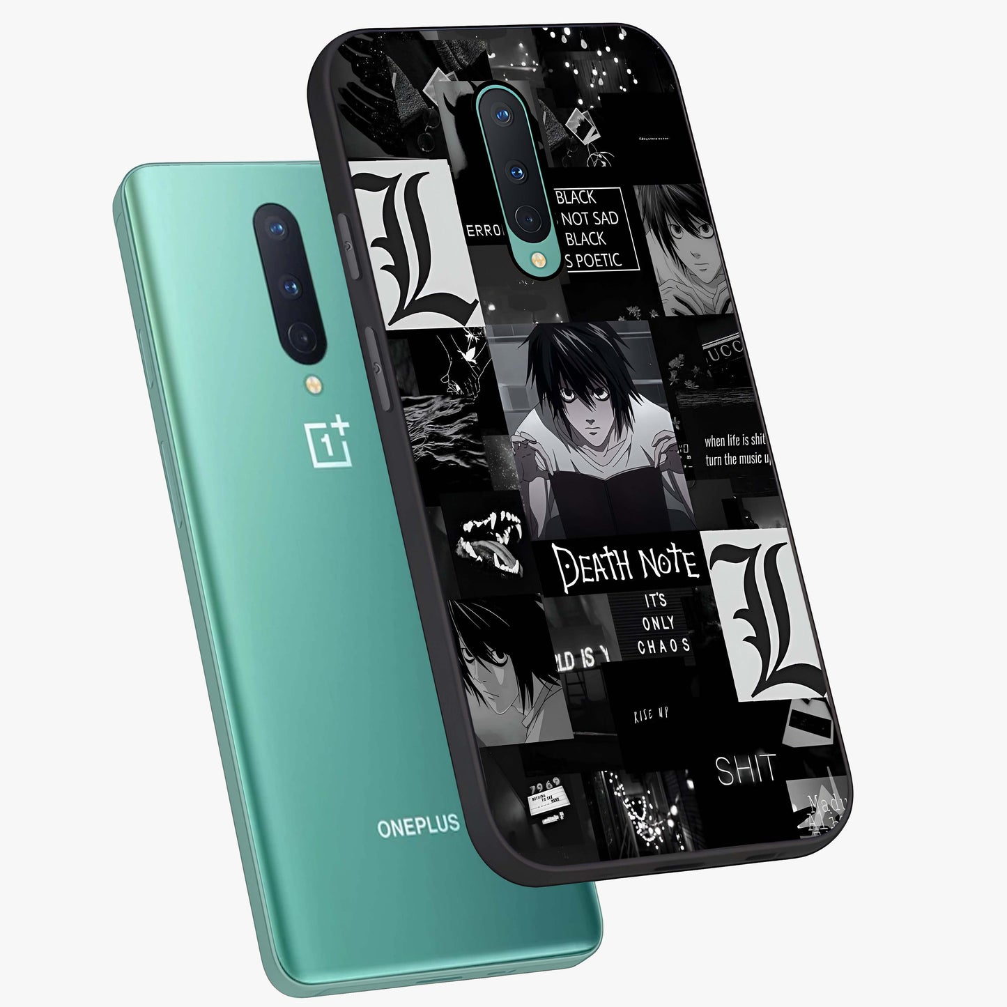 Midnight Chaos Mind Glass Case displayed in angled mockup highlighting chaotic artistic design with dramatic midnight aesthetic.