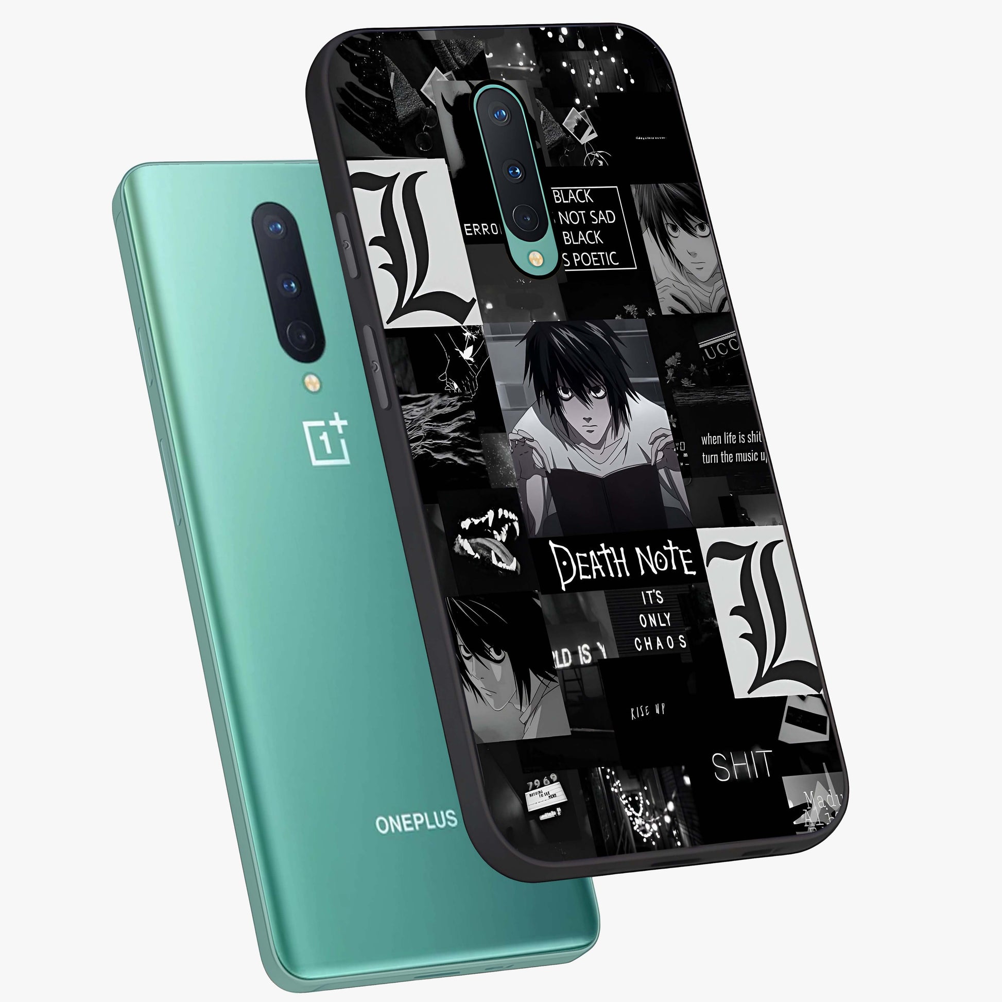 Midnight Chaos Mind Glass Case displayed in angled mockup highlighting chaotic artistic design with dramatic midnight aesthetic.