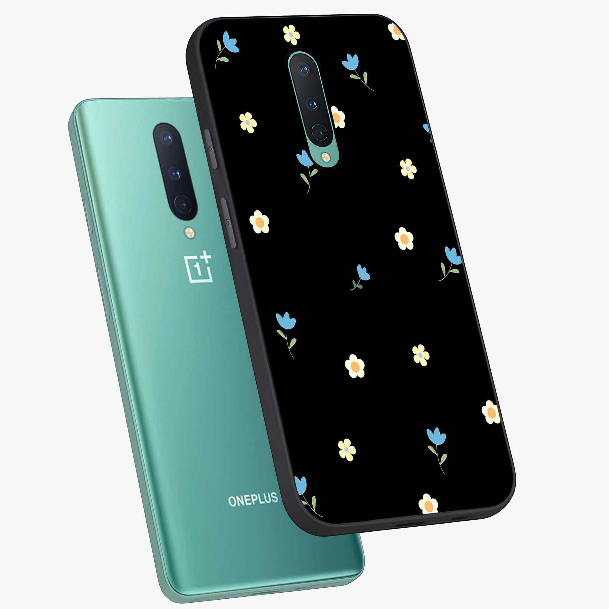 Minimal Petal Whispers Glass Case displayed in angled mockup highlighting delicate petal design with clean minimal aesthetic.