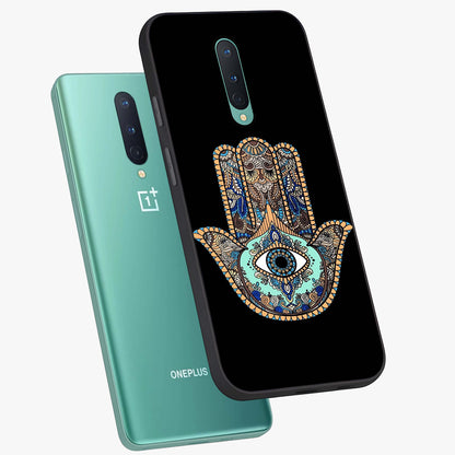 Mystic Hamsa Eye Glass Case displayed in angled mockup highlighting spiritual hamsa symbol with mystical aesthetic style.