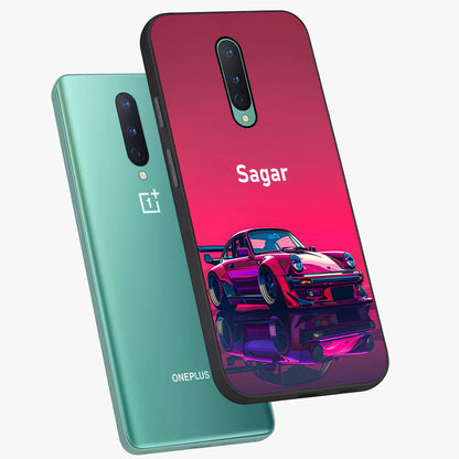 Neon Pink Porsche Glass Case displayed in angled mockup highlighting sleek neon pink car design with racing aesthetic.