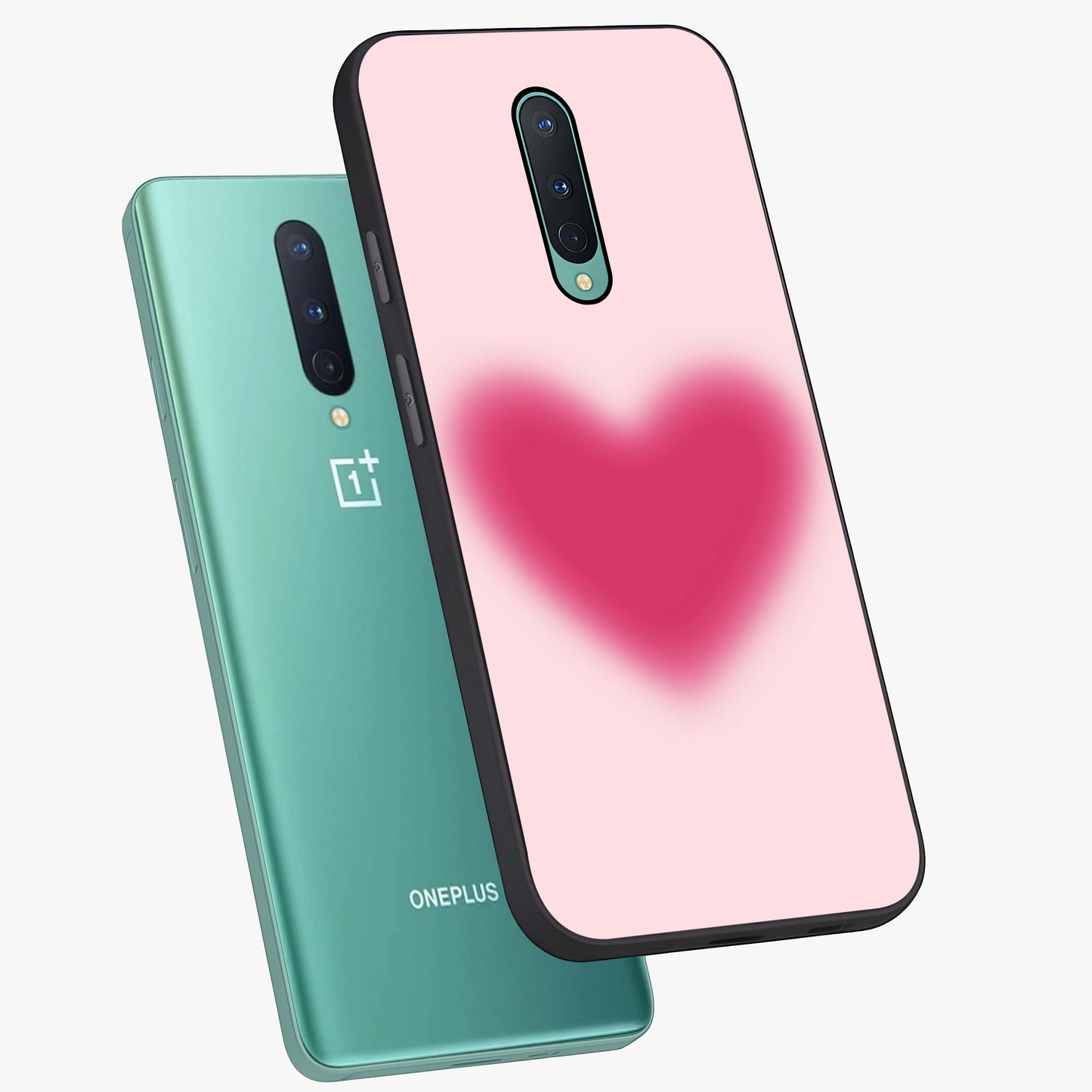 Pink Aura Heart Glass Case displayed in angled mockup highlighting vibrant pink heart design with dreamy aura aesthetic.