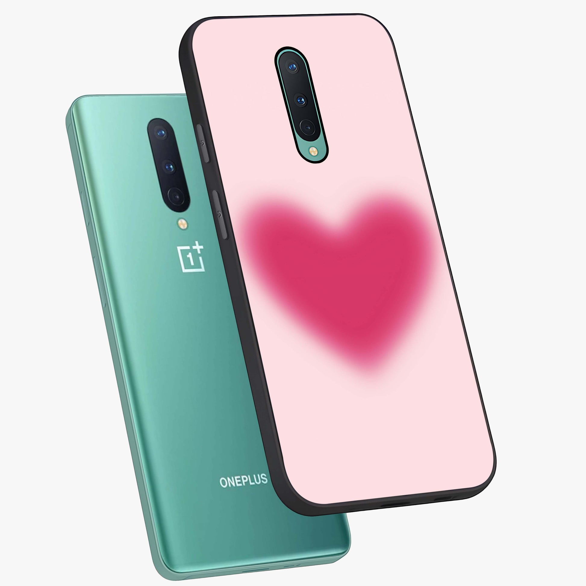 Pink Aura Heart Glass Case displayed in angled mockup highlighting vibrant pink heart design with dreamy aura aesthetic.