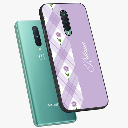 Purple Diamond Floral Glass Case displayed in angled mockup highlighting elegant purple flower design with decorative pattern.