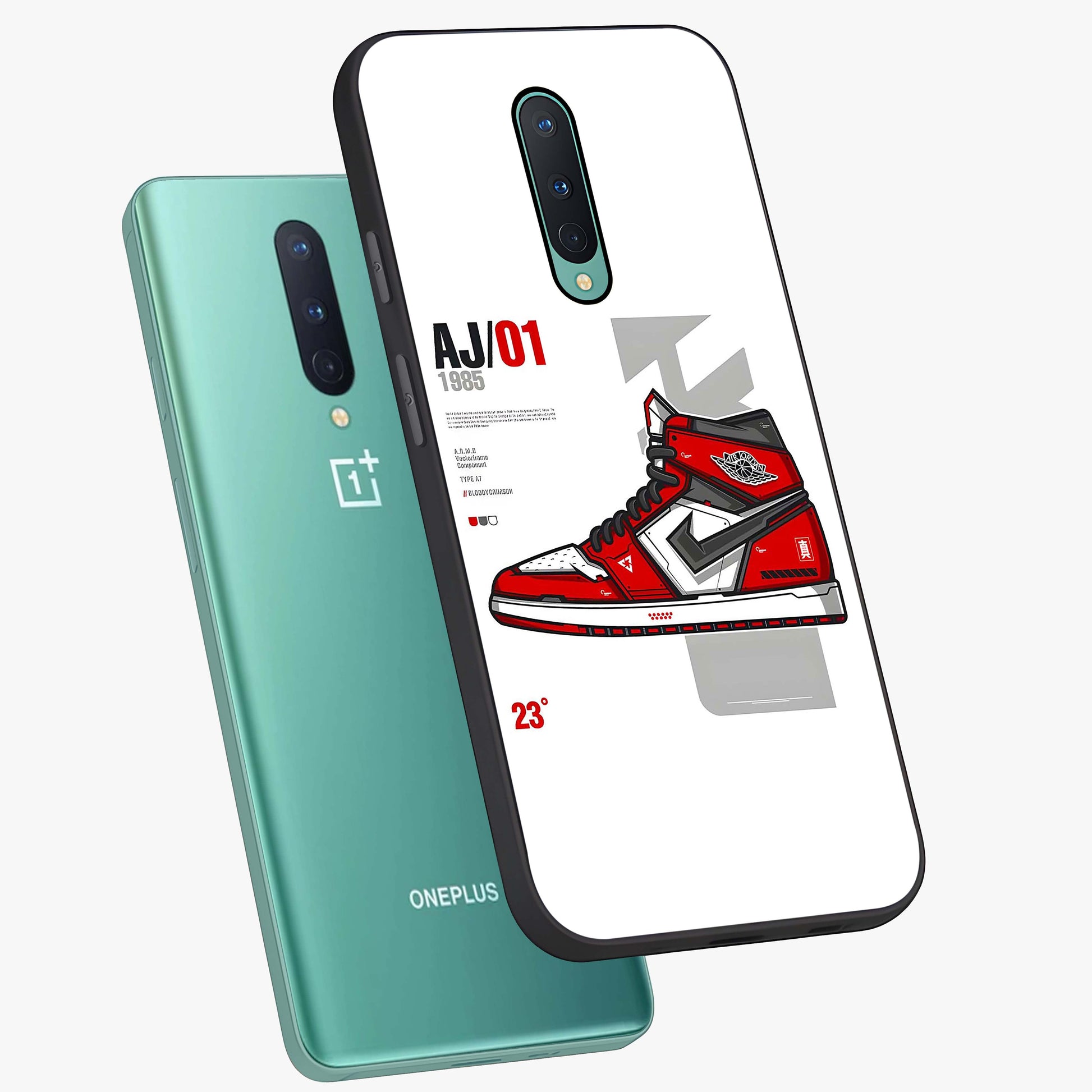 Retro Sneaker Blueprint Glass Case displayed in angled mockup highlighting detailed shoe design with sporty retro aesthetic.
