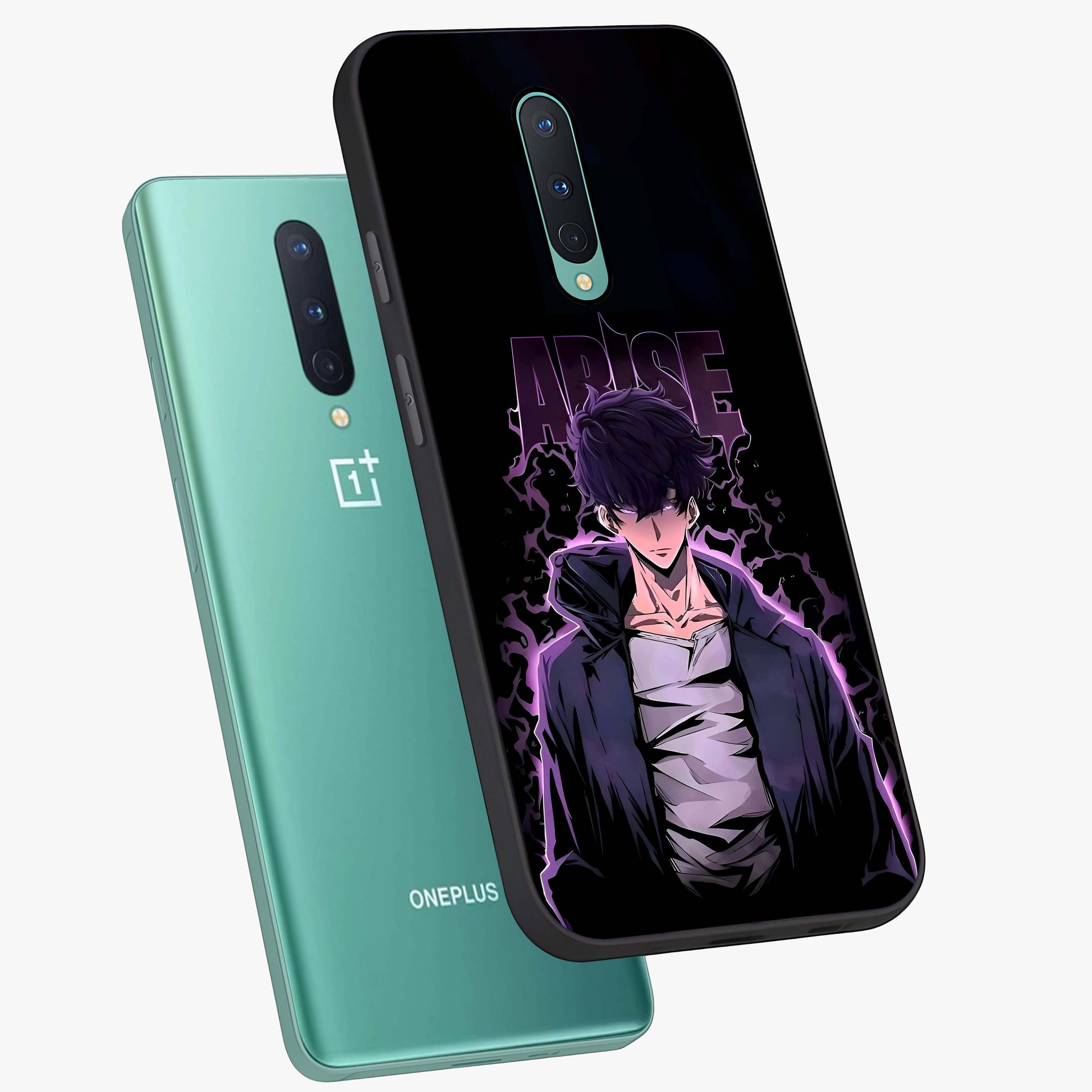 Shadow Monarch Awakening Glass Case displayed in angled mockup highlighting dramatic shadow warrior design with fantasy aesthetic.