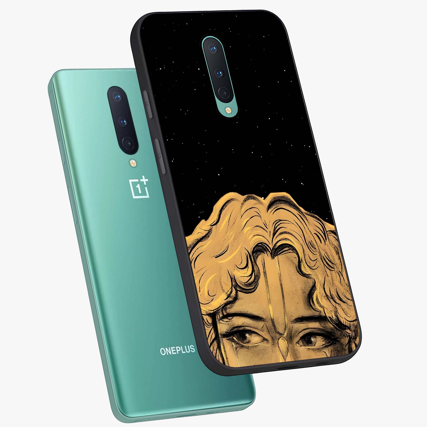 Shri Krishna Art Glass Case displayed in angled mockup highlighting spiritual Krishna illustration with divine aesthetic.