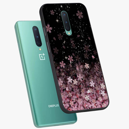 Small Starry Flowers Glass Case displayed in angled mockup highlighting tiny flower pattern with celestial aesthetic style.