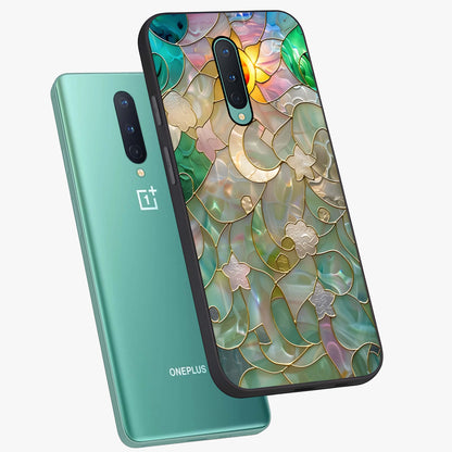 Stained Sunrise Glow Glass Case displayed in angled mockup highlighting radiant sunrise design with artistic aesthetic style.