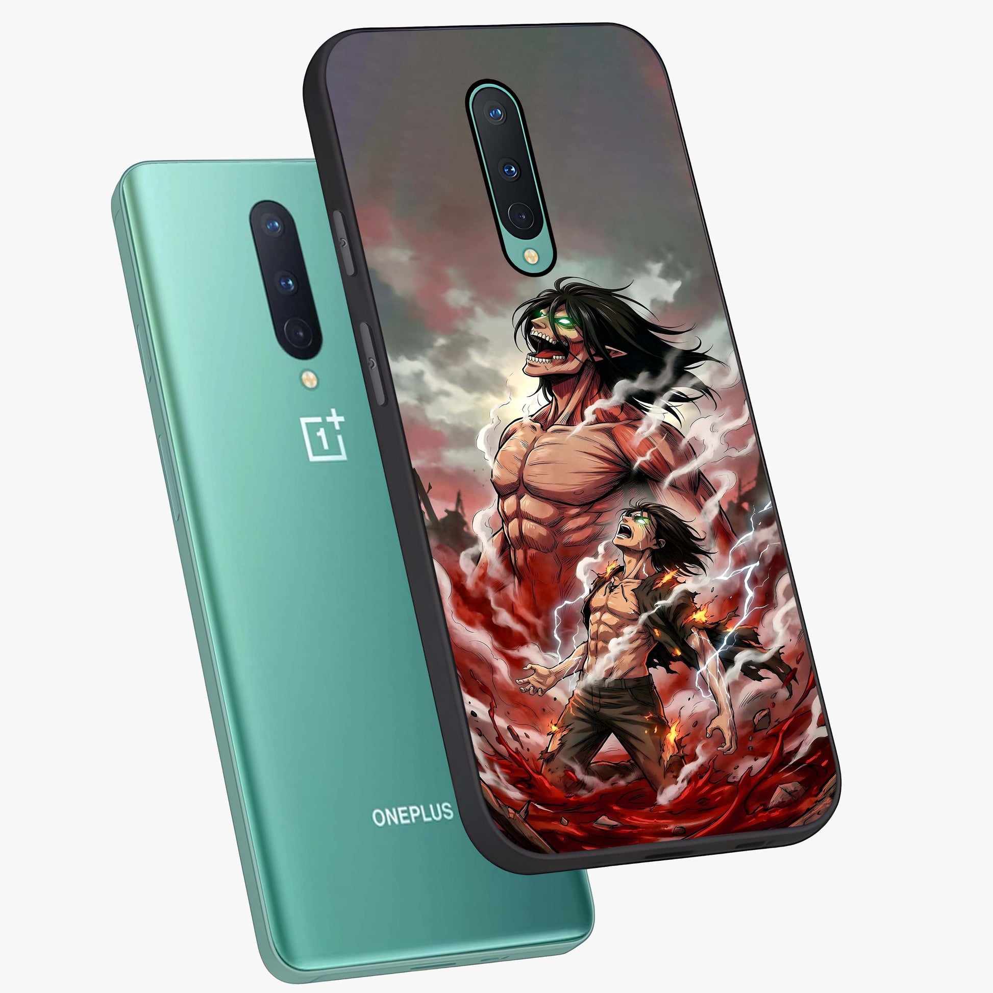 Titan Awakening Fury Glass Case displayed in angled mockup highlighting dramatic giant warrior design with bold anime aesthetic.