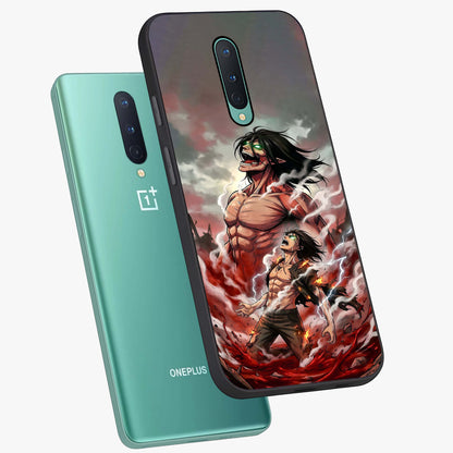 Titan Awakening Fury Glass Case displayed in angled mockup highlighting dramatic giant warrior design with bold anime aesthetic.