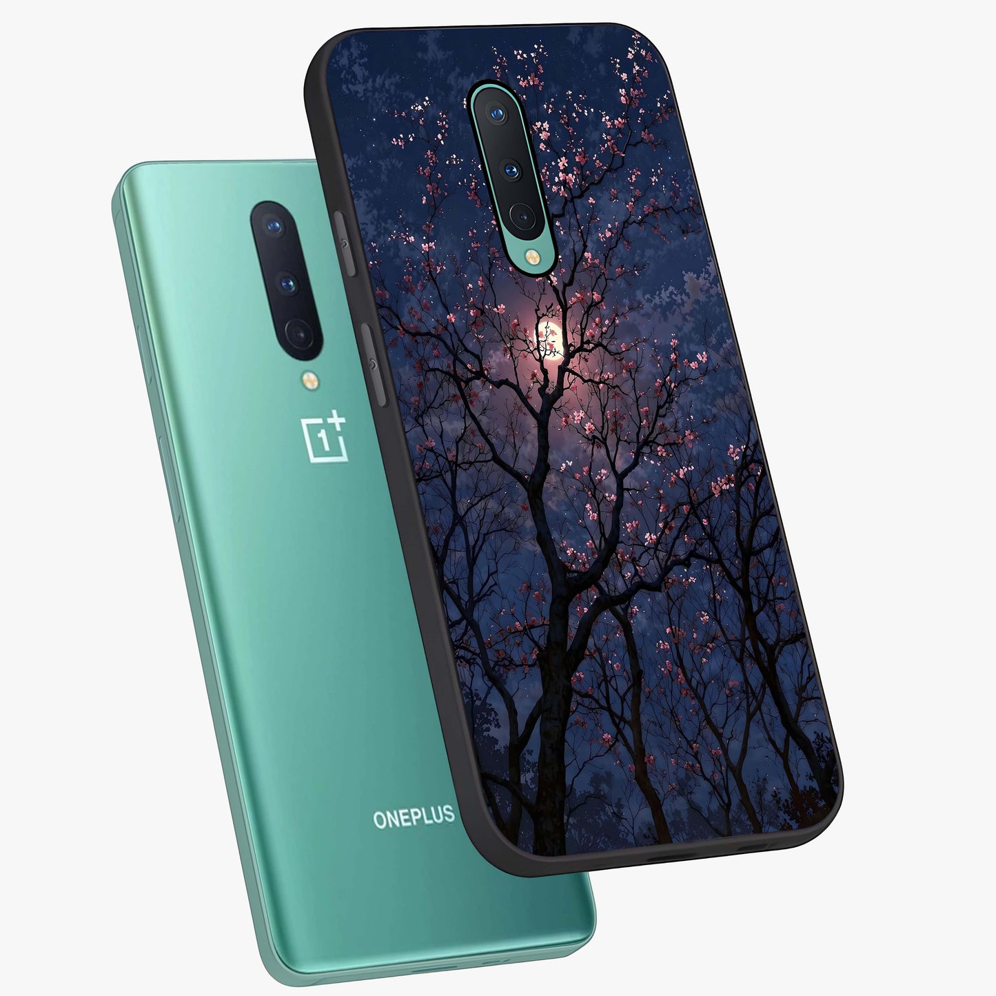 Twilight Sakura Serenade Glass Case displayed in angled mockup highlighting delicate sakura flower design with dreamy aesthetic.