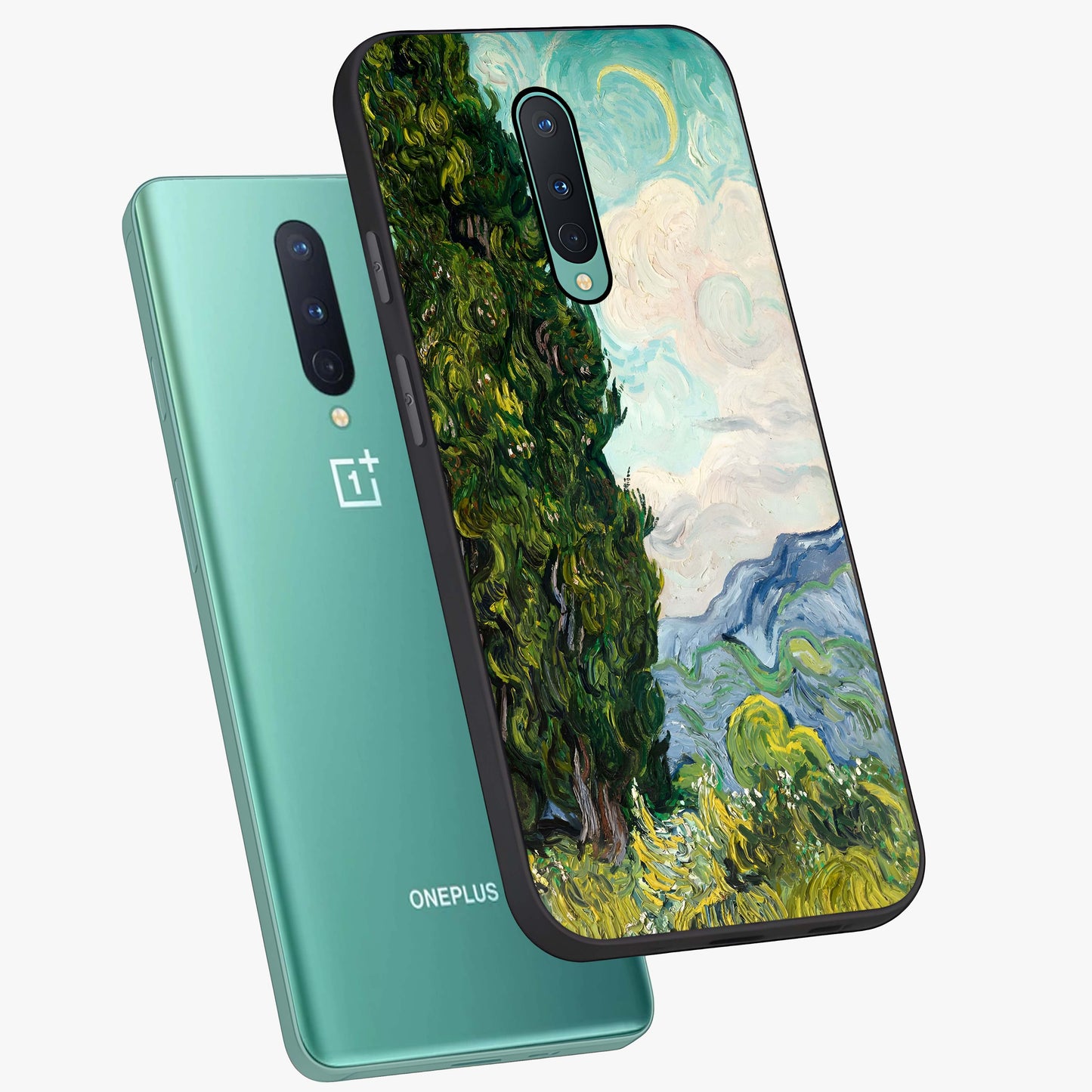 Van Gogh Vintage Art Glass Case displayed in angled mockup highlighting textured brushstroke design with classic aesthetic.