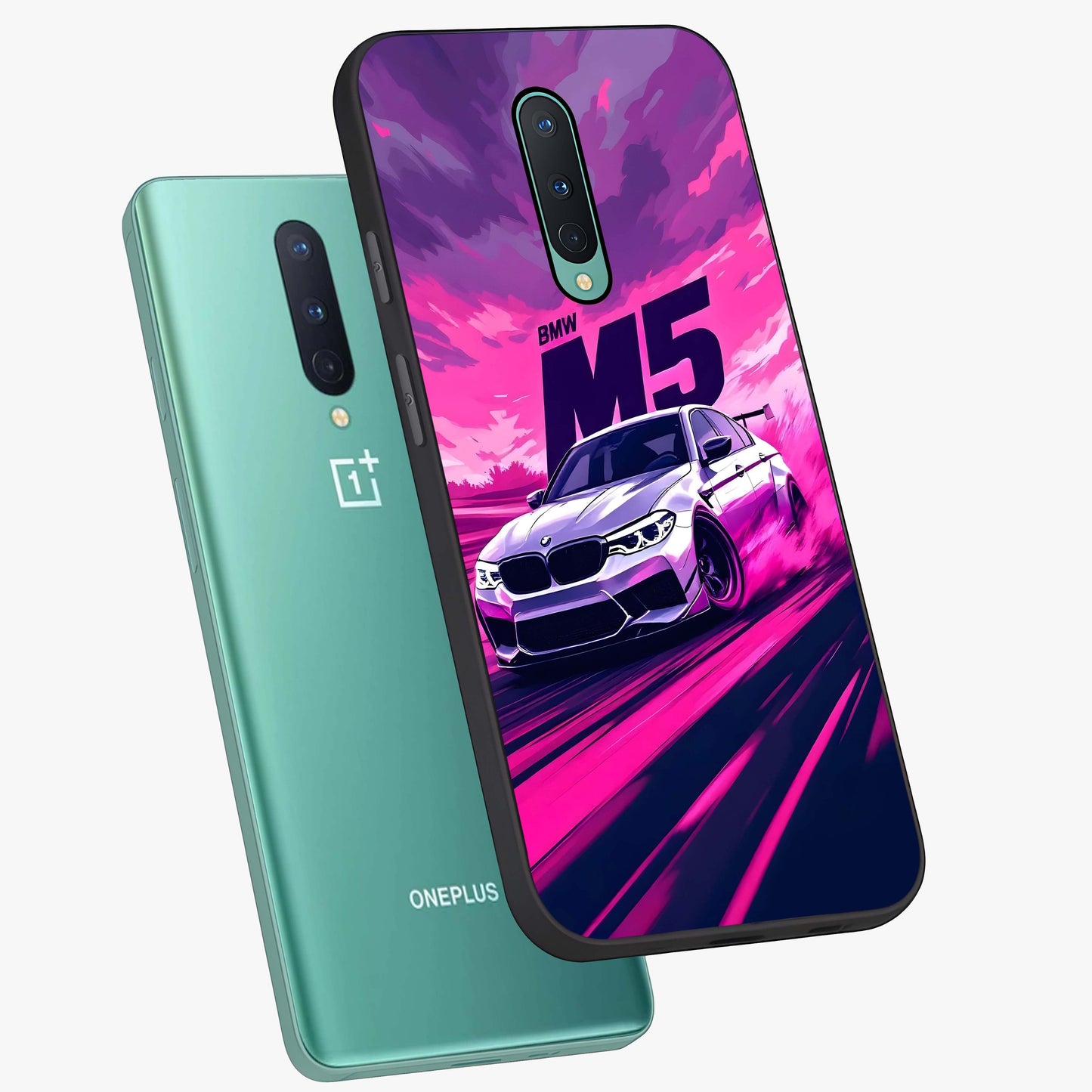 Velocity Drift Pulse Glass Case displayed in angled mockup highlighting dynamic drift design with sporty automotive aesthetic.