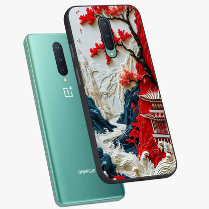 Whispers Of Sakura Waves Glass Case displayed in angled mockup highlighting flowing sakura design with soft floral aesthetic.