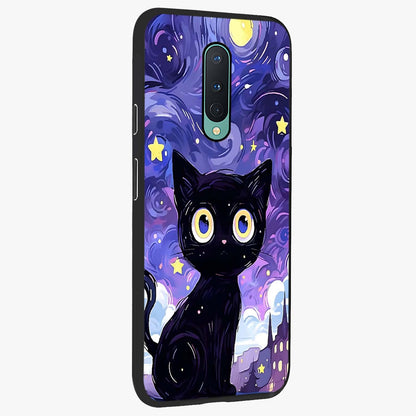 Abstract Cat Art Glass Case upright view showcasing creative feline illustration and aesthetic artistic style.