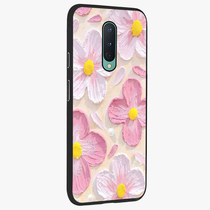 Blush Bloom Texture Glass Case upright view showcasing delicate blush floral texture with modern minimal style.