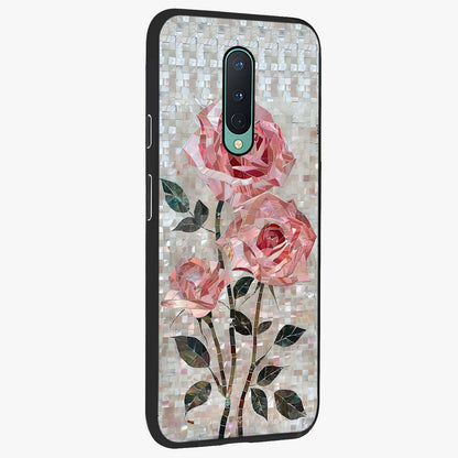 Blush Mosaic Bloom Glass Case upright view showcasing decorative floral mosaic artwork with stylish modern aesthetic.