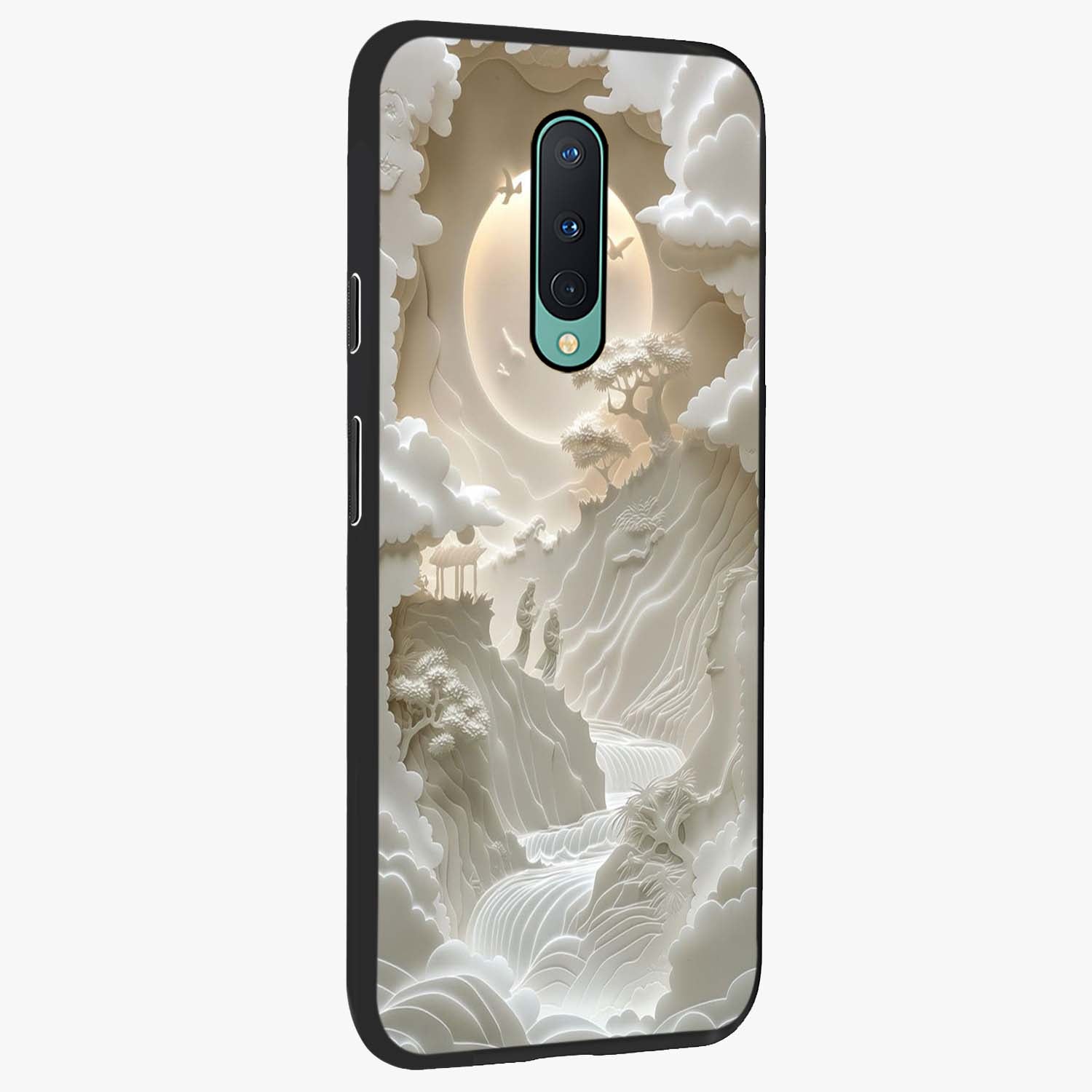 Celestial Origami Glass Case upright view showcasing creative origami artwork with modern celestial style.