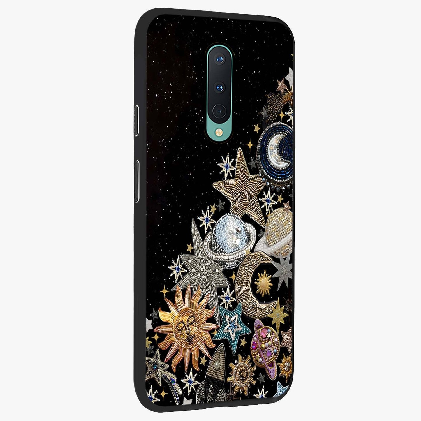 Cosmic Sparkle Dreams Glass Case upright view showcasing glowing cosmic artwork with magical galaxy theme.