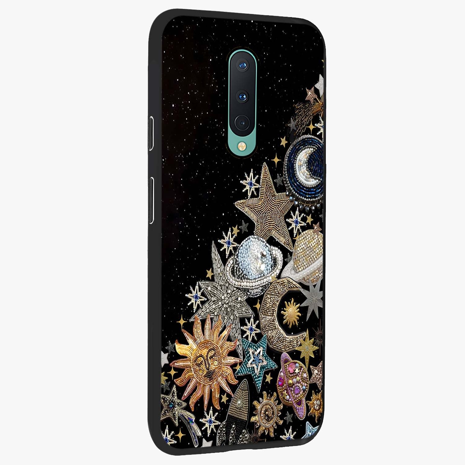 Cosmic Sparkle Dreams Glass Case upright view showcasing glowing cosmic artwork with magical galaxy theme.