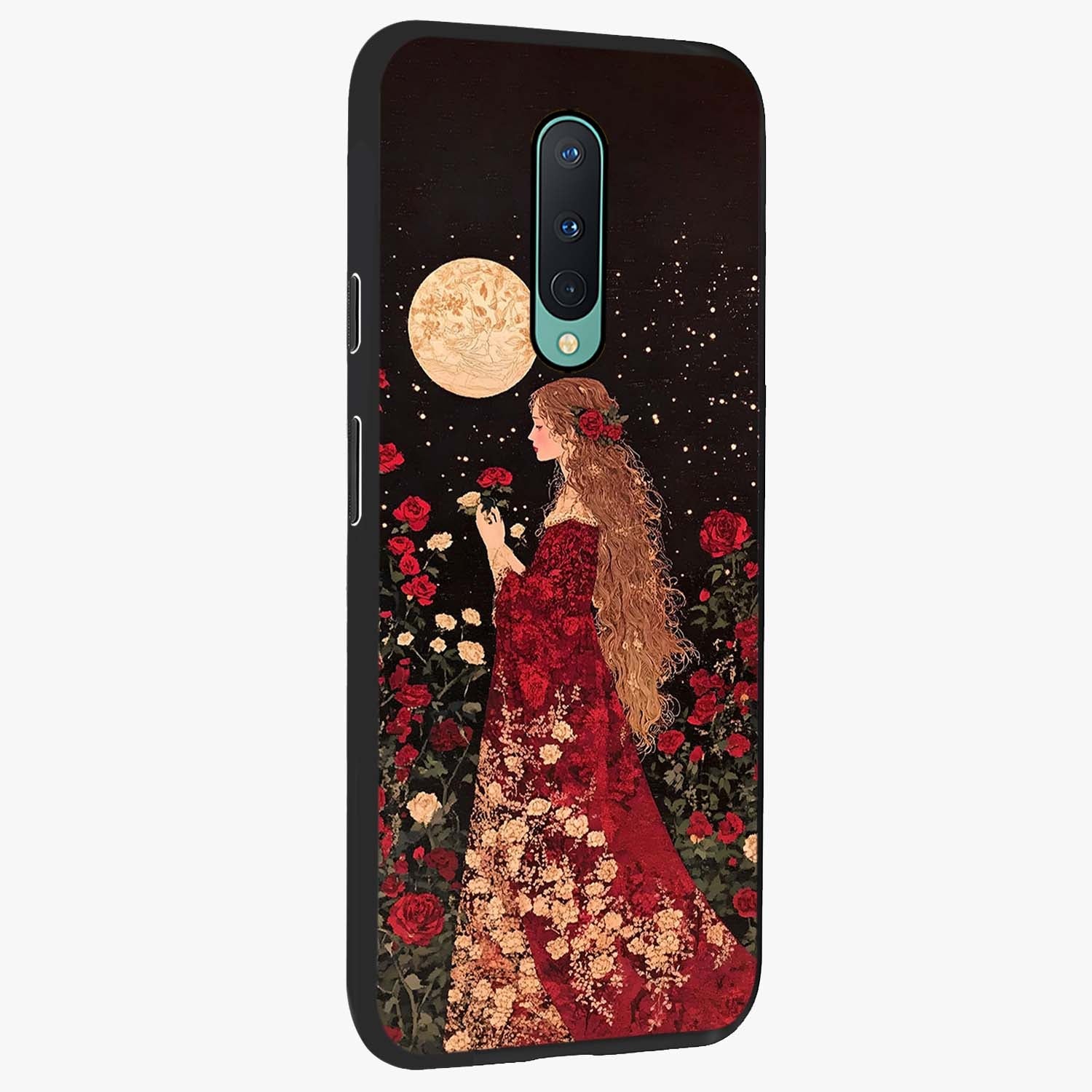 Crimson Dreams Glass Case upright view showcasing dreamy red toned artwork with modern aesthetic style.