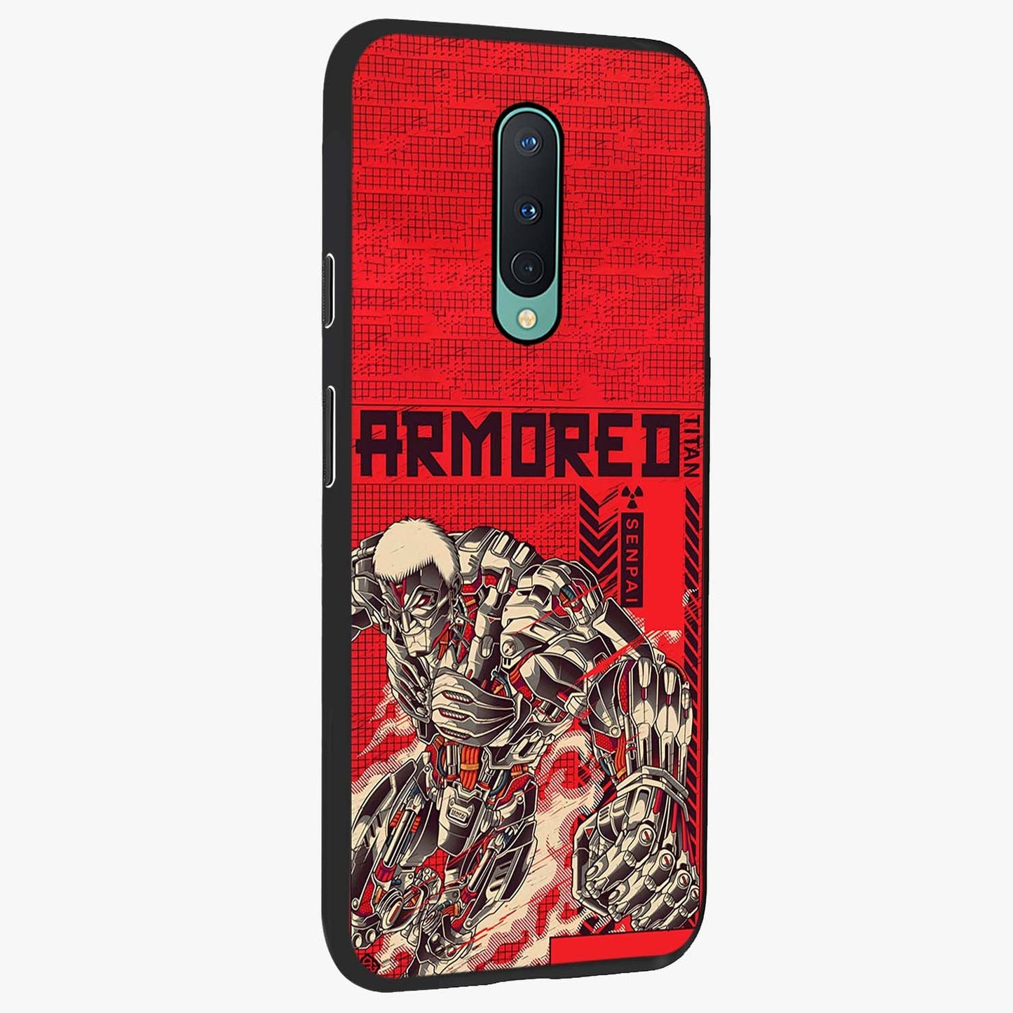 Crimson Mecha Titan Glass Case upright view showcasing dynamic robotic titan design with sci-fi inspired theme.