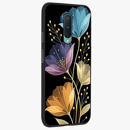 Delicate Multicolor Flowers Glass Case upright view showcasing delicate floral artwork with bright botanical theme.