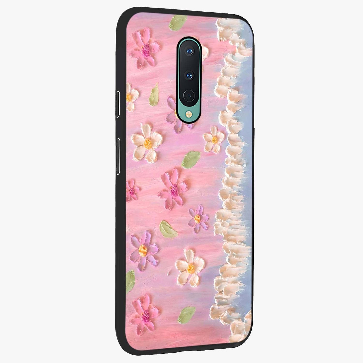 Dreamy Painted Garden Glass Case upright view showcasing vibrant floral garden artwork with artistic nature theme.
