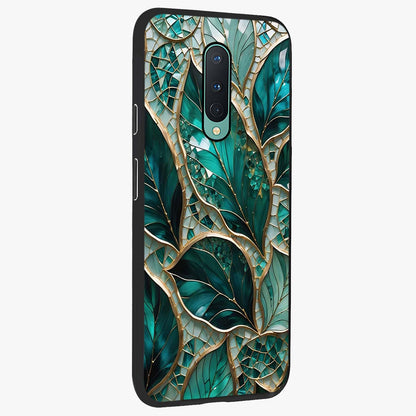 Emerald Leaf Glass Glass Case upright view showcasing fresh green leaf artwork with calming nature inspired style.
